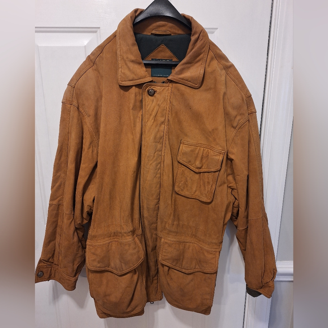 Andrew Marc Leather Coat Vintage Distressed Heavy Jacket